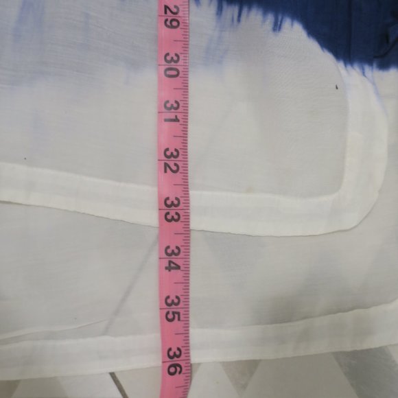 ATHLETA TIE DYE STRIPE KAFTAN SHIRT coverup blue white button silk beach LARGE - Picture 12 of 13